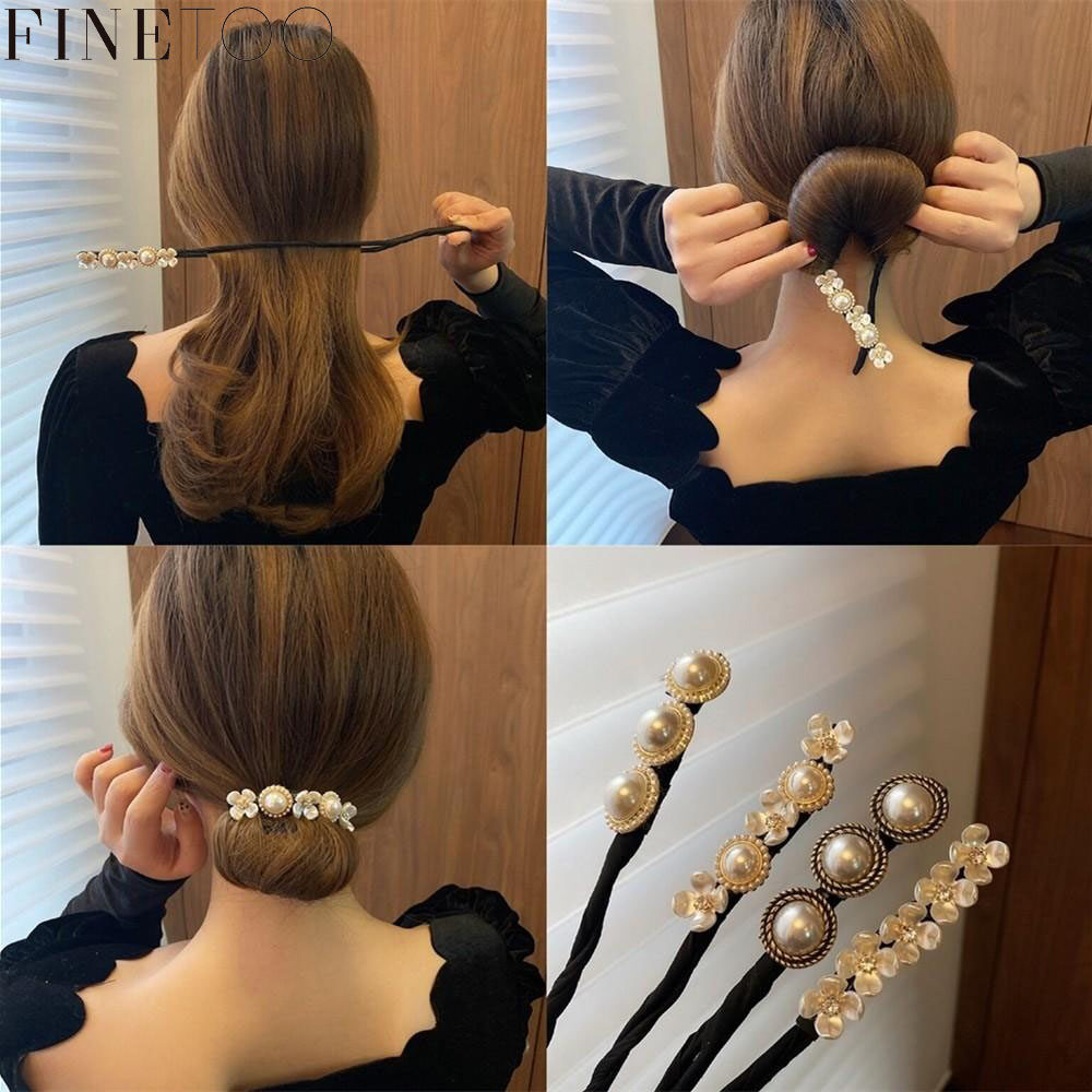 FINE TOO Korean Creative Pearl Petals Hair Tie Simple Elegant Elastic Rubber Band Hair Accessories Gifts