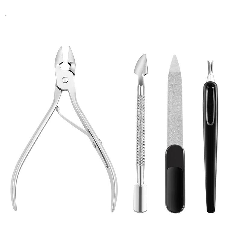 [Good Quality]1/4Pcs/Set Nail Art Nippers Clipper Cuticle Spoon Pusher Dead Skin Remover Fork Nail Files Trimmer Manicure Care Tools